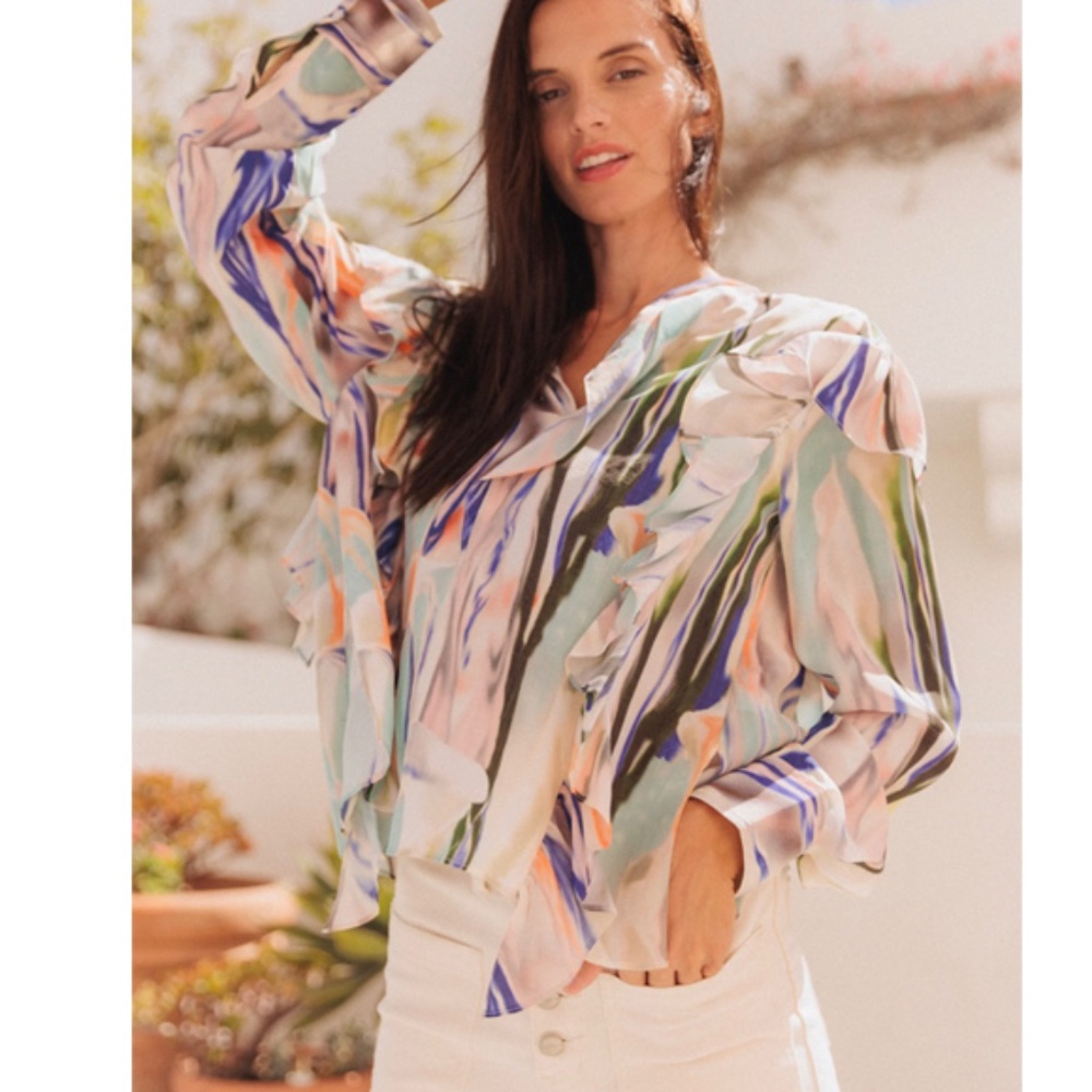 Catherine Gee Bella Blouse - Abstract Orchid size medium